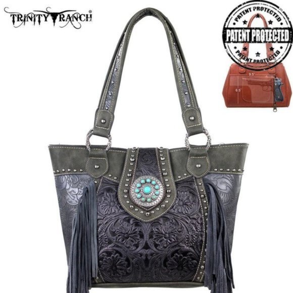 Montana West Handbags - Trinity Ranch Tooled Design Concealed Carry Bag